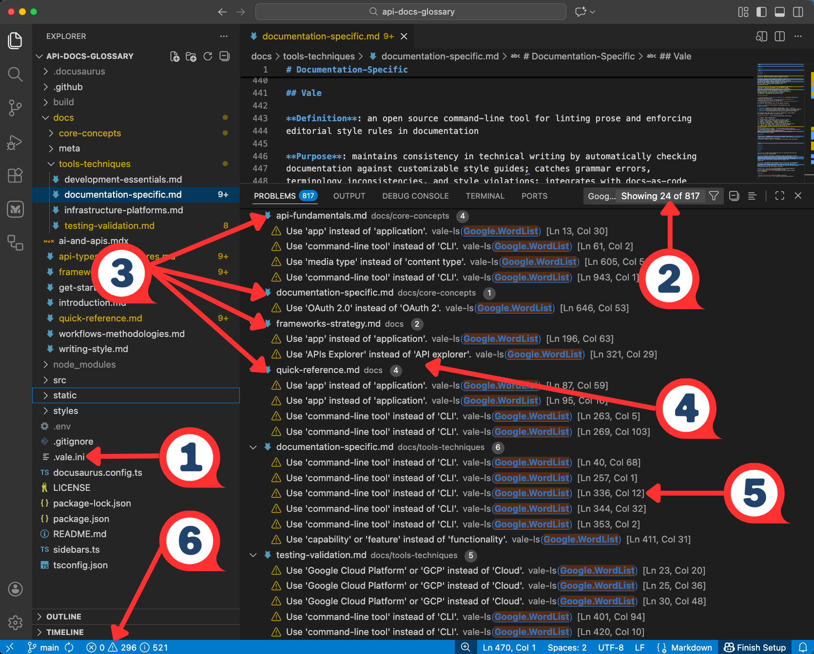 Vale Warnings, VS Code